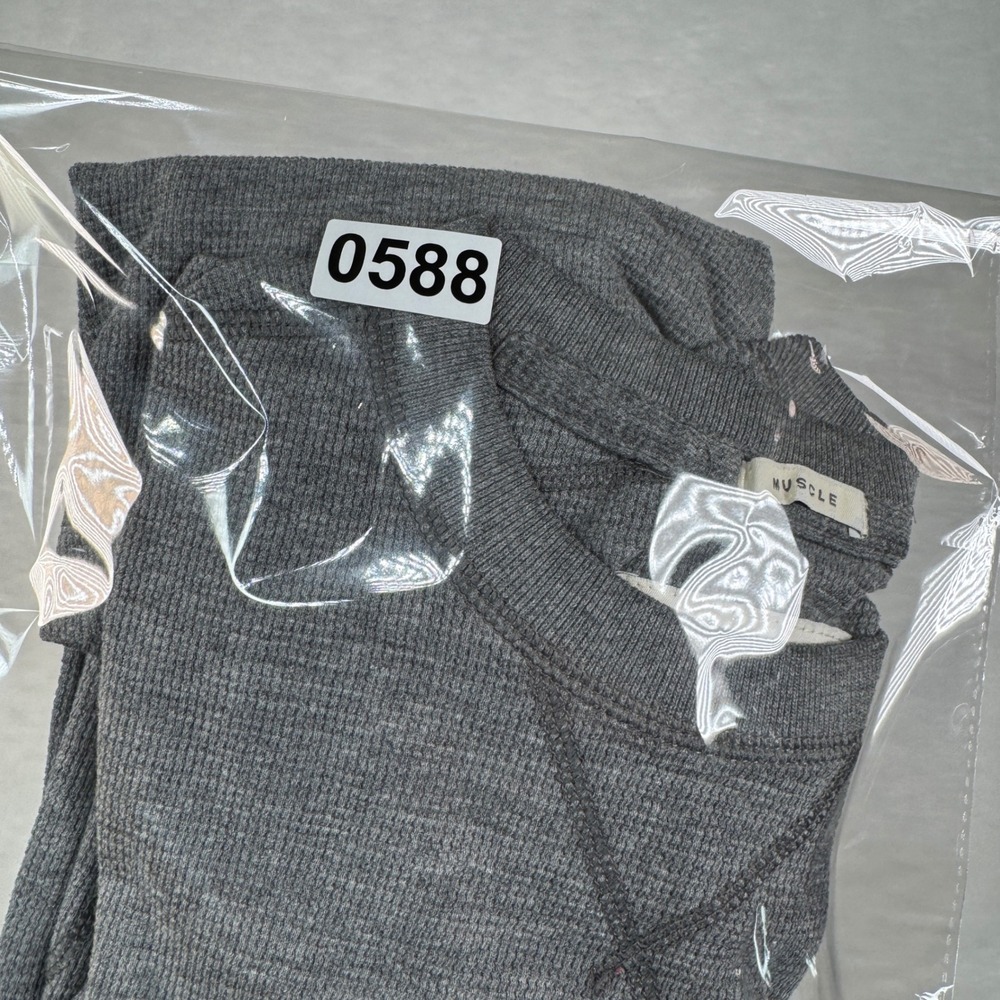 Vtg Abercrombie & FitchWaffle Knit Thermal Large Grey Muscle Fit Long Sleeve Men - Picture 7 of 7